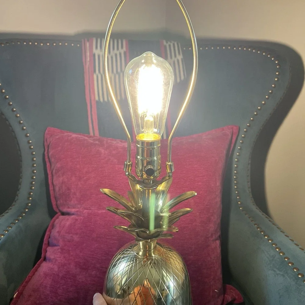 Vintage Brass Pineapple Table Lamp No Shade, Harp And Finial Included - Repaired